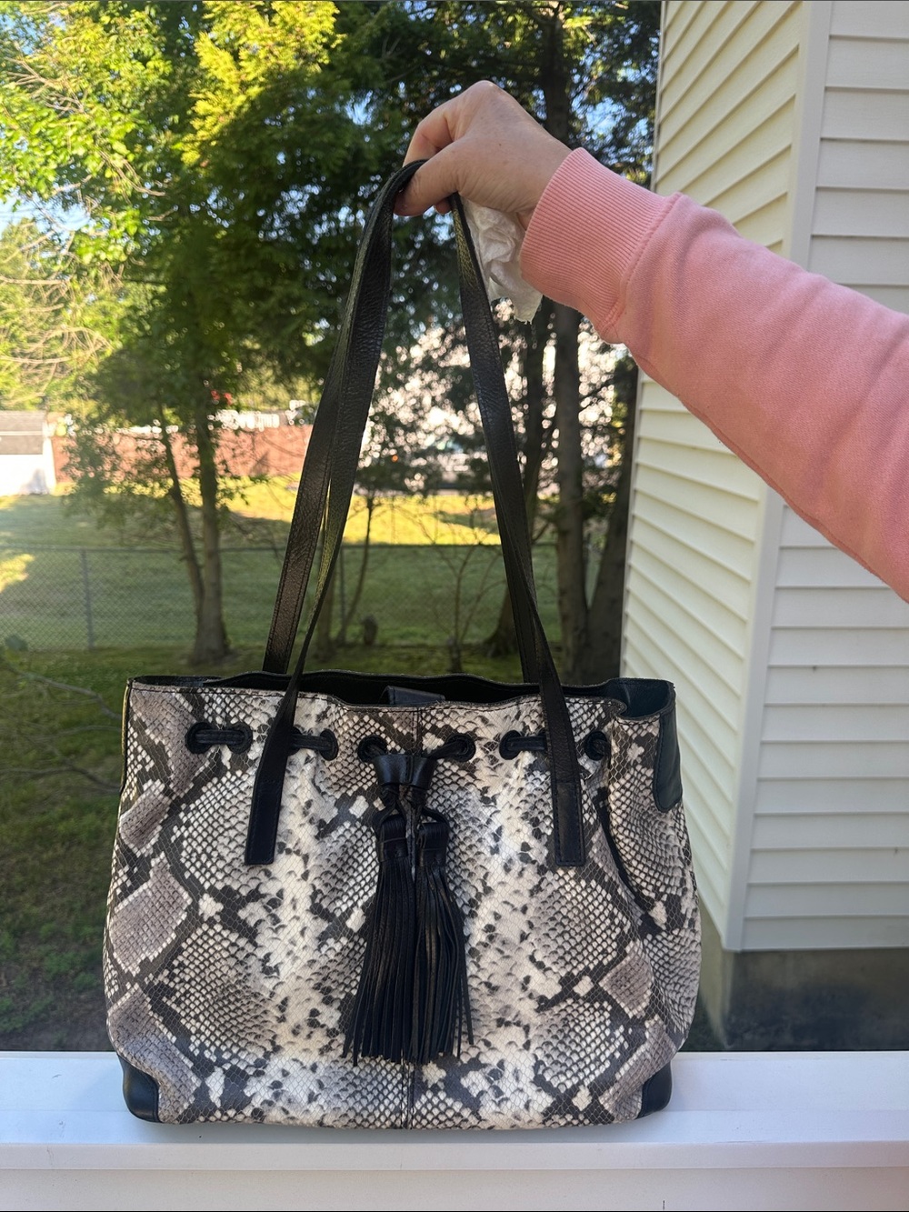 Patricia Nash Witney Shoulder
Tote Bag Python Snakeskin Drawstring & Tassel